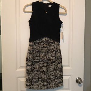 Calvin Klein black white sheath dress 0P NWT